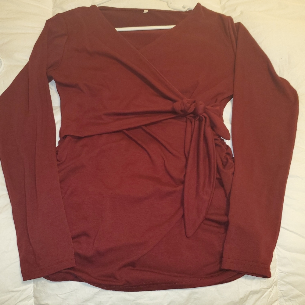 Burgundy maternity top